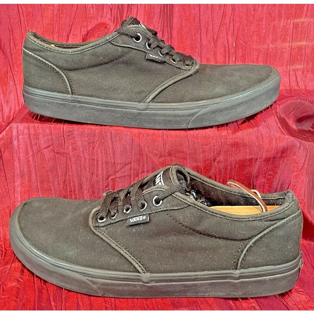 Mens Vans Old Style Black Canvas Low Cut Skateboard Shoes sz 9.5